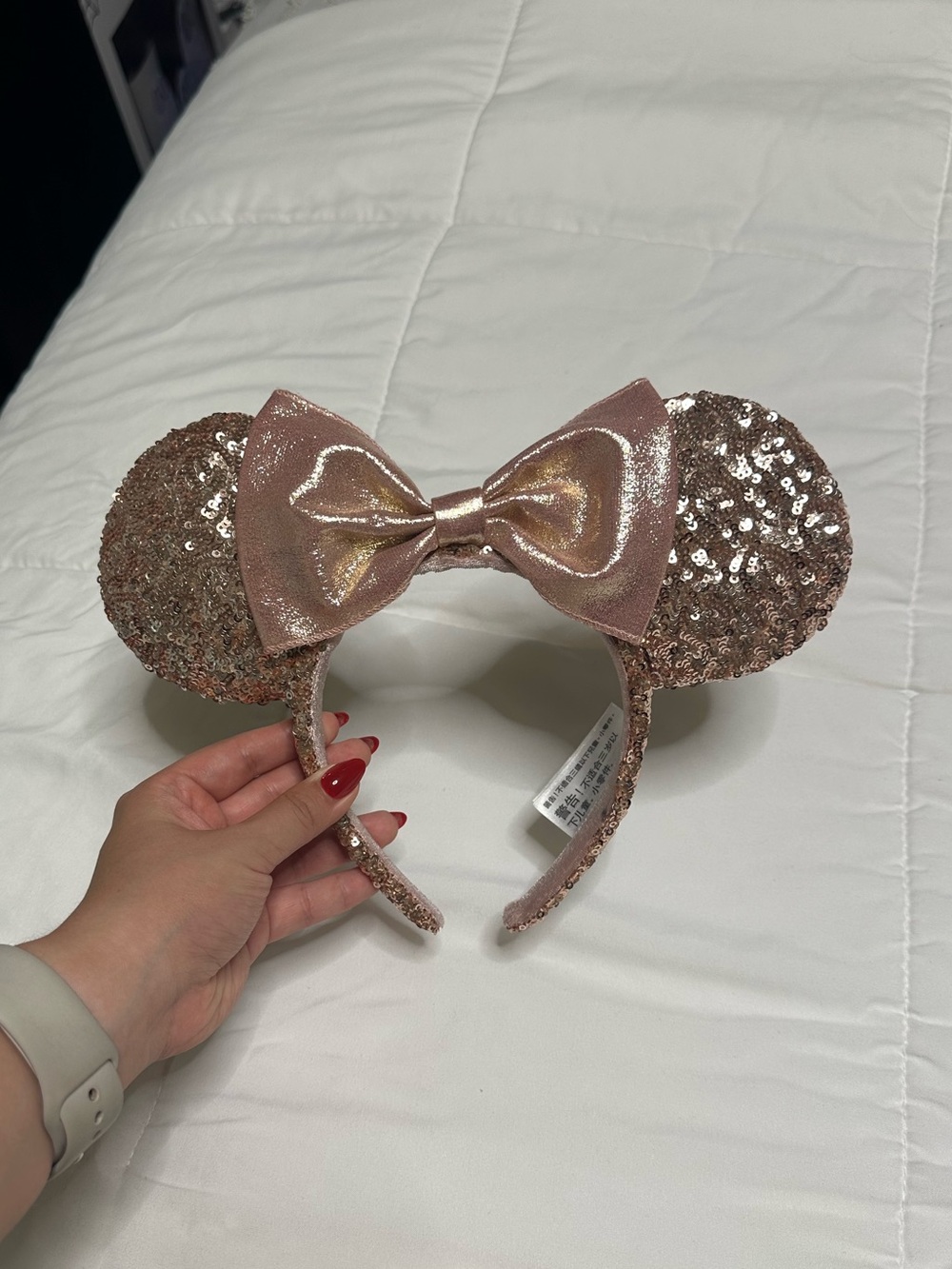 Rose Gold Sequin Minnie Ears Headband
